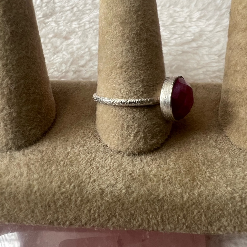 Rough Ruby Genuine Gemstone Sterling Ring - image 5